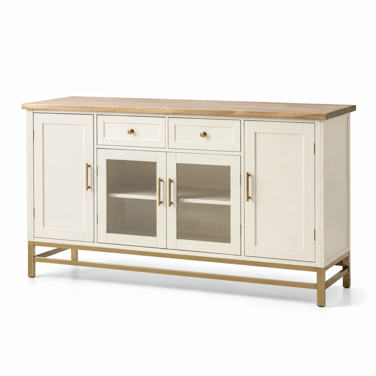 Aparador de MDF con Tapa de Roble y Base de Acero 150x40x85 cm