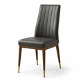 Silla de Madera y Cuero Sintético Gris con Detalles Metálicos