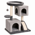 Árbol Rascador para Gatos Gris y Beige con Cuevas y Plataforma