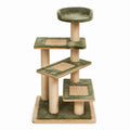 Árbol para gatos de madera y sisal verde