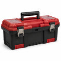 Caja de herramientas de plástico rojo y negro con cerraduras metálicas 50 cm