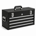 Caja de herramientas de metal negro con 4 cajones y cerradura
