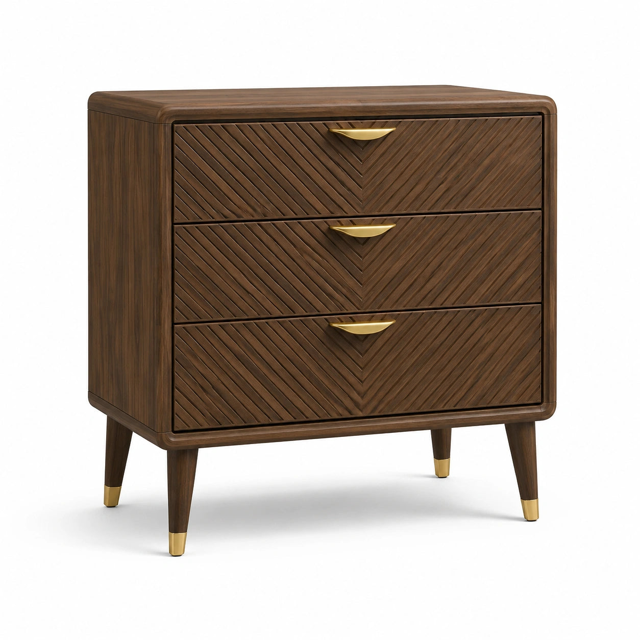 Cajonera de madera de nogal con detalles dorados