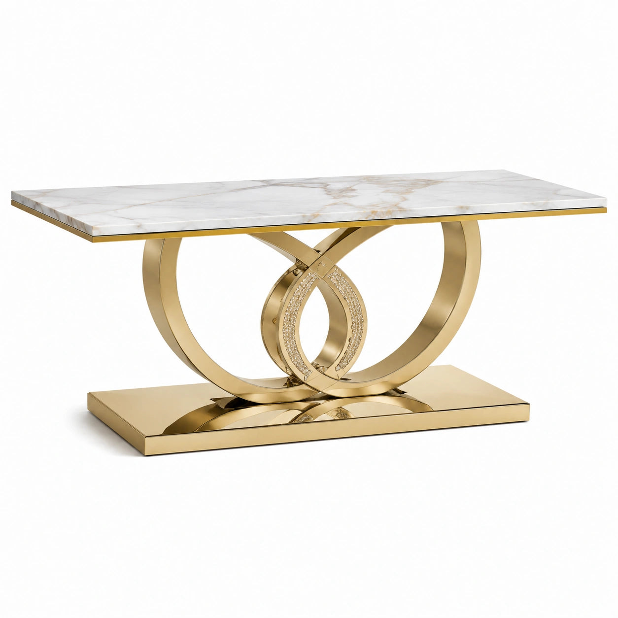 Mesa de centro de mármol y metal dorado